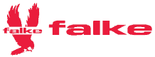 The brand logo of the Falke