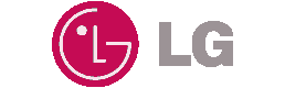 The brand logo of the LG